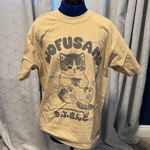 Mofusand Cat Graphic T-Shirt - Tan